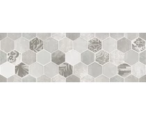 1664-0197 Настенная плитка декор Гексацемент 20х60х0,95 светло-серая